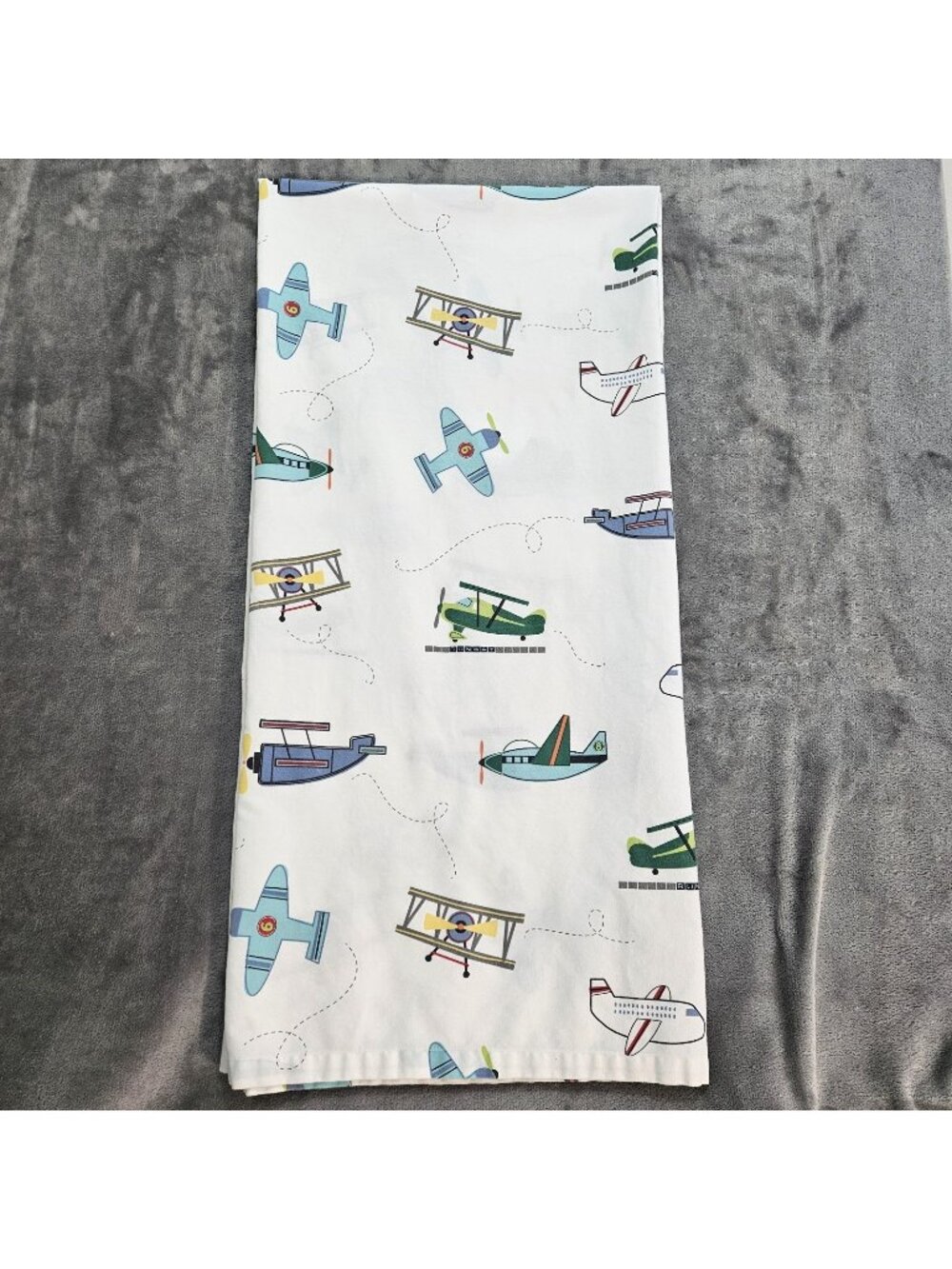 Authentic Kids Fabric Shower Curtain Airplanes Cotton Blend 72"x 72" Boys Bath